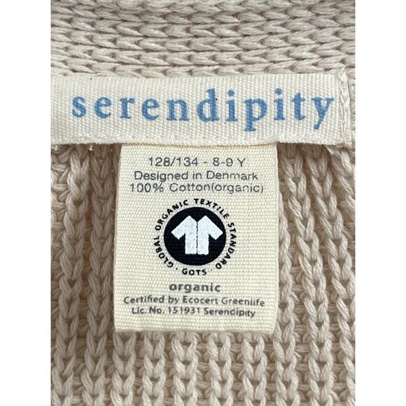 Serendipity Organics Cardigan Cropped Knit Ribbed Button Cream Sz XS Classic - Picture 4 of 5